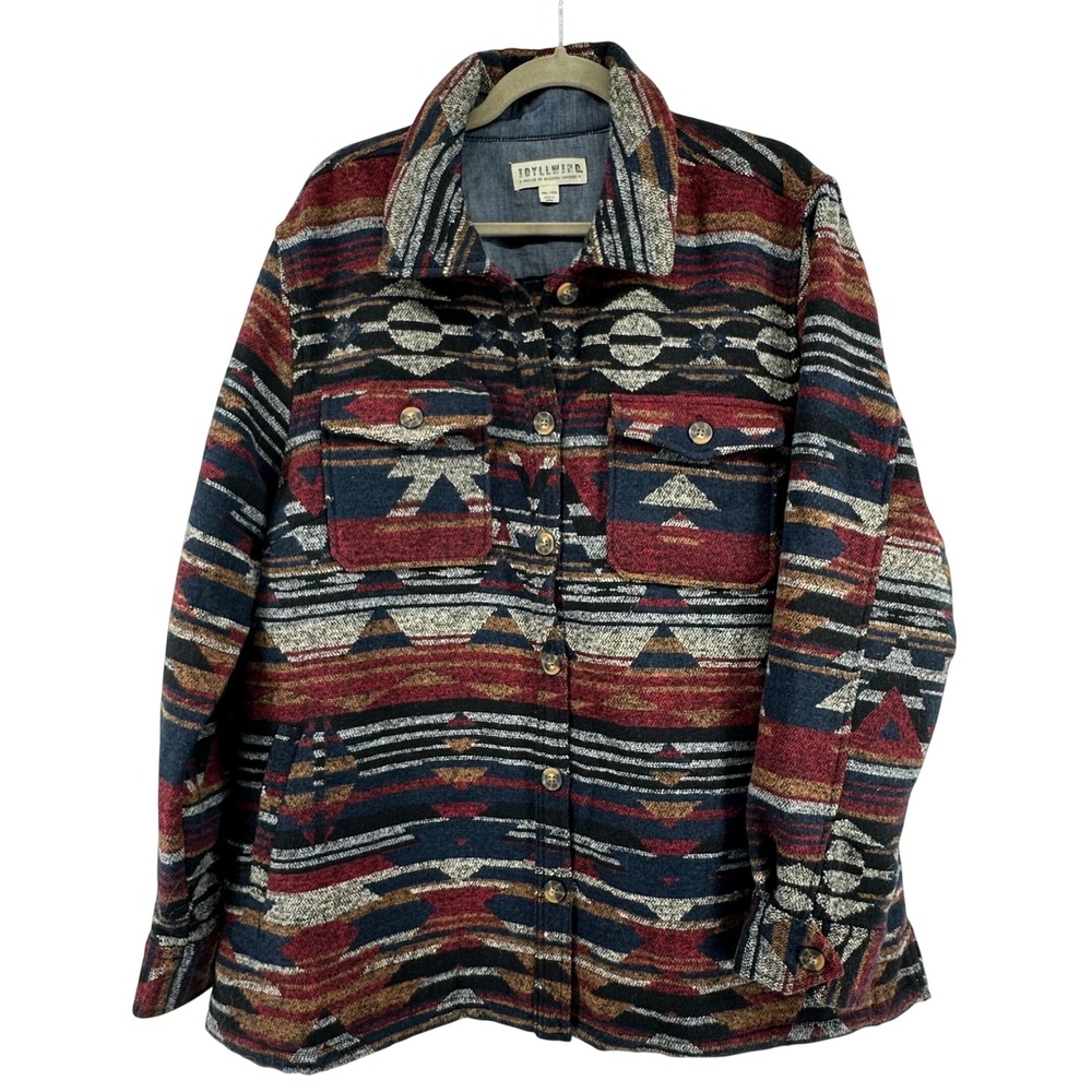 Idyllwind Southwestern Aztec Shacket Wool Blend Jacket Western Boho Women XXL